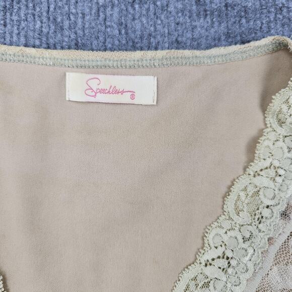 Vintage Y2K Speechless Tank Top Womens Medium Lace Sheer Overlay Fairy Whimsi - Picture 2 of 5
